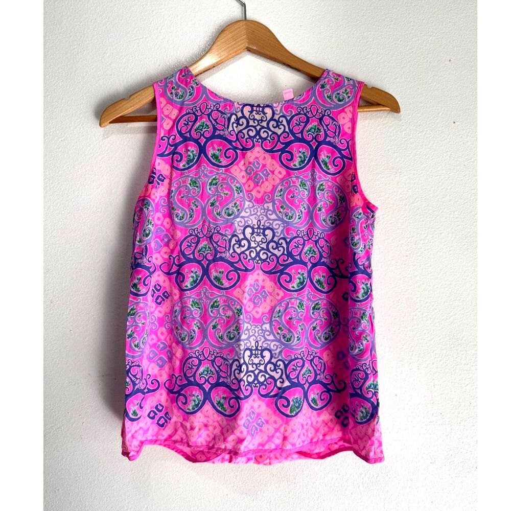 Lilly Pulitzer 100% silk blouse top colorful spring summer vacation women S